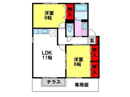 リシェスM(2LDK/1階)の間取り写真