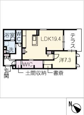 UTOLE AS棟(1LDK/1階)の間取り写真