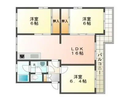 エメラルドマンション香椎A(3LDK/5階)の間取り写真