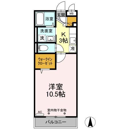 エクセレンス(1K/1階)の間取り写真