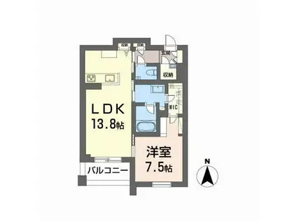 シャーメゾン上中野(1LDK/4階)の間取り写真