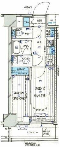 GENOVIA小村井(1DK/5階)の間取り写真