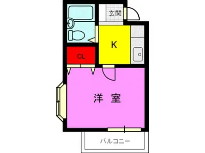 ライズコート(1K/1階)の間取り写真