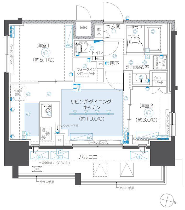 ZOOM本郷(2LDK/6階)の間取り写真