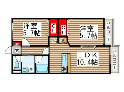 ロッサ3(2LDK/1階)の間取り写真
