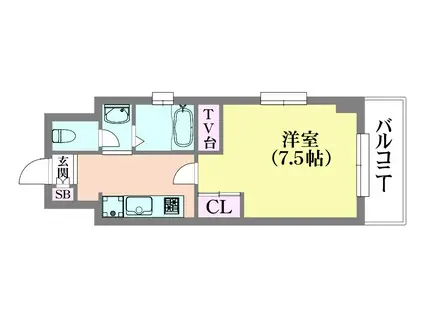 M・PARK・ウエスト(1K/5階)の間取り写真