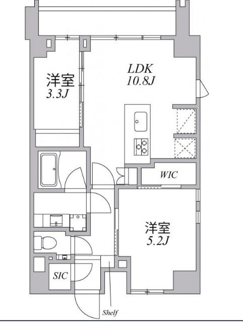 アジールコート麻布十番(2LDK/6階)の間取り写真