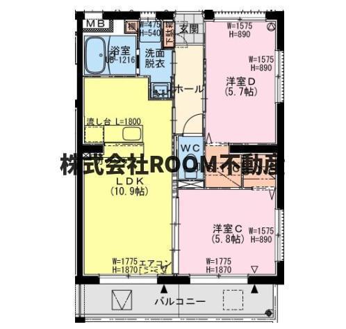 セブン・セブン都北(2LDK/3階)の間取り写真