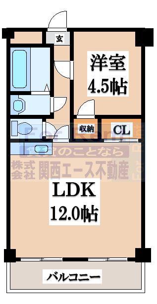 OMレジデンス八戸ノ里(1LDK/6階)の間取り写真
