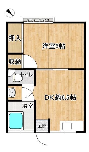 むつき荘(1DK/2階)の間取り写真