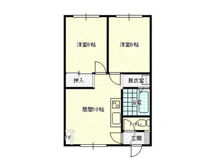 コーポインカム(2DK/1階)の間取り写真