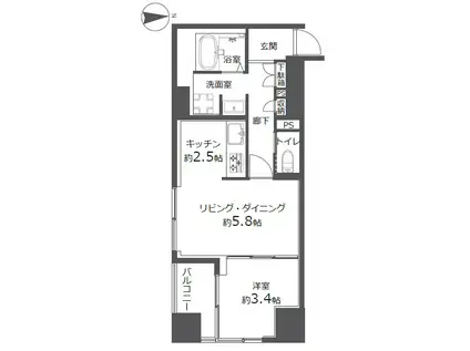 レガスタ浅草(1LDK/10階)の間取り写真