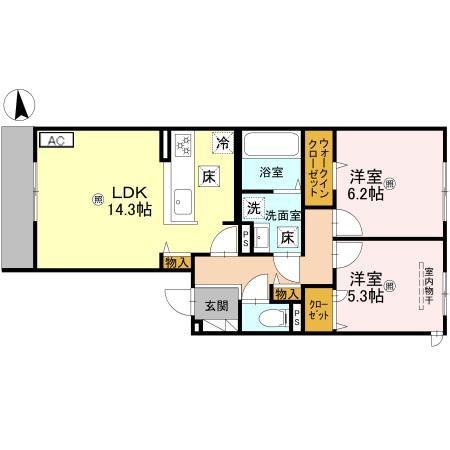 CHRYSANTHEME大鳥 (2LDK/1階)の間取り写真
