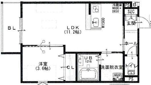 ARCAりんくうII(1LDK/2階)の間取り写真