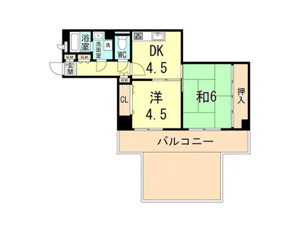 ライオンズマンション西江井ヶ島(2DK/1階)の間取り写真
