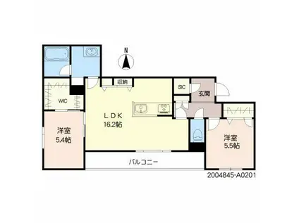 SHAMAISON ALIVIO(2LDK/2階)の間取り写真