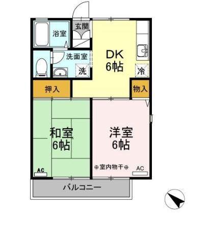 コンフォール(2DK/1階)の間取り写真