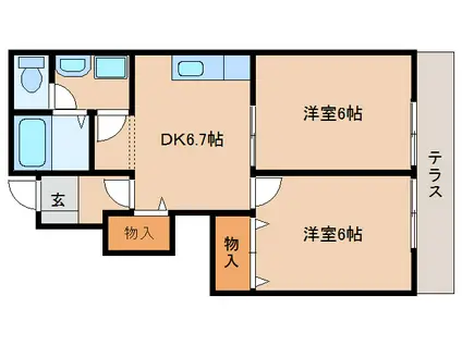 ヴェルドミールA・B(2DK/1階)の間取り写真