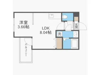 QUADOR平尾(1LDK/2階)の間取り写真