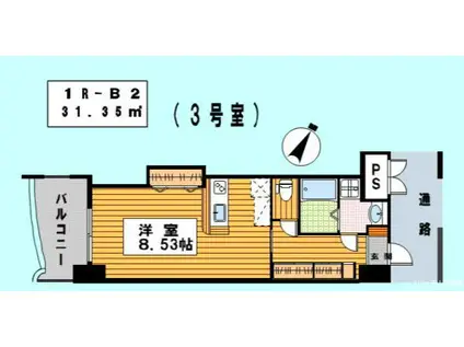 ロイヤルリバービュー(1K/14階)の間取り写真