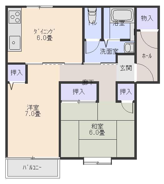 FELICE CASA24(2DK/2階)の間取り写真