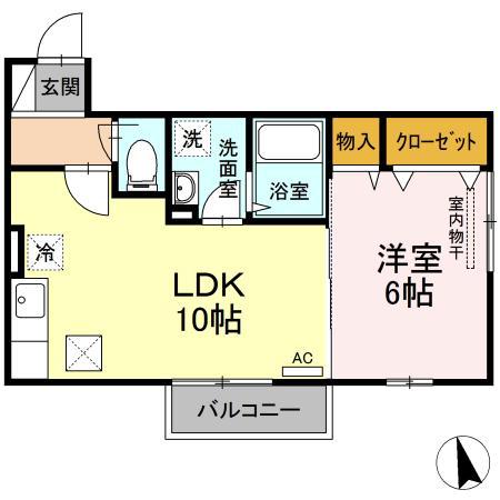 MIUMU B棟(1LDK/1階)の間取り写真