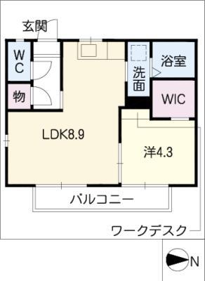 グリーンタウン高師G(1LDK/2階)の間取り写真