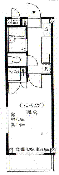 スカイシティ学南(1K/1階)の間取り写真