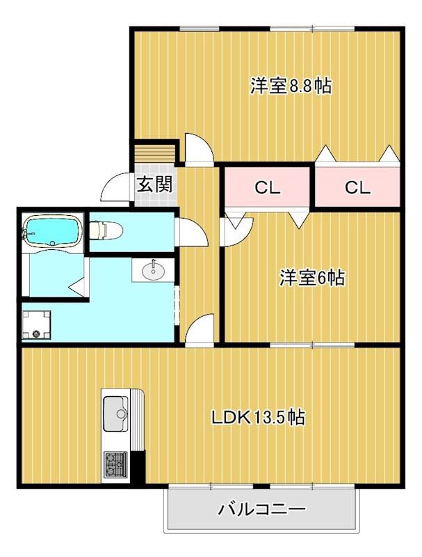 パレファミール(2LDK/2階)の間取り写真