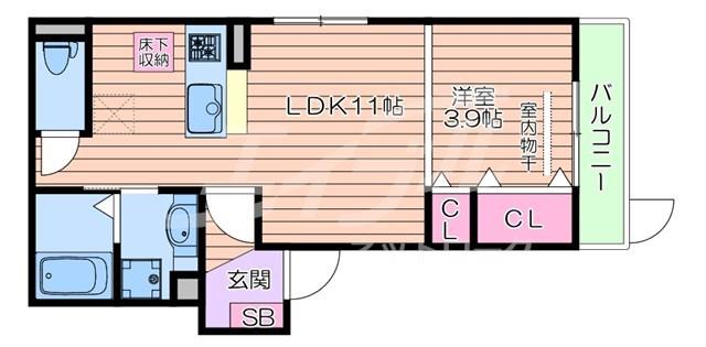 クレッシェンドIII(1LDK/3階)の間取り写真
