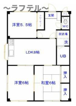 プロスパーI号館(3DK/2階)の間取り写真