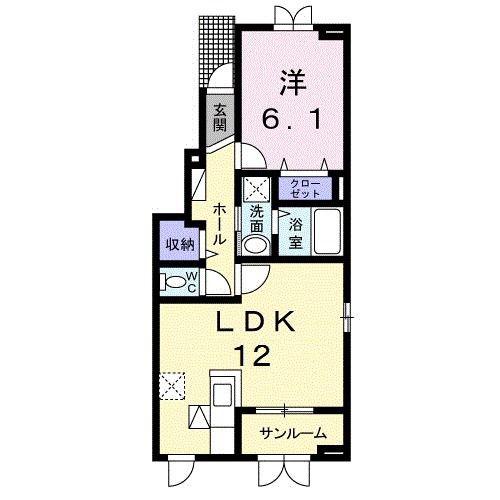 ラウレア(1LDK/1階)の間取り写真