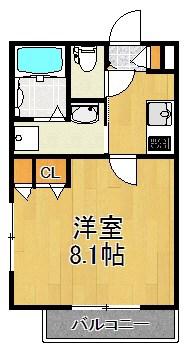 エスポワール川崎(1K/1階)の間取り写真