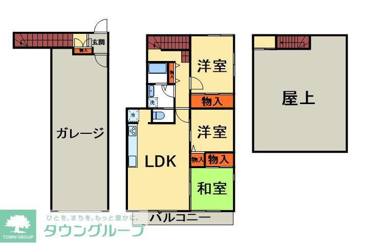 ザ・ハウス天王台 ガレージハウス(3LDK/2階)の間取り写真