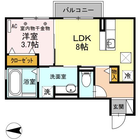 カーサ・ステラ(1LDK/1階)の間取り写真