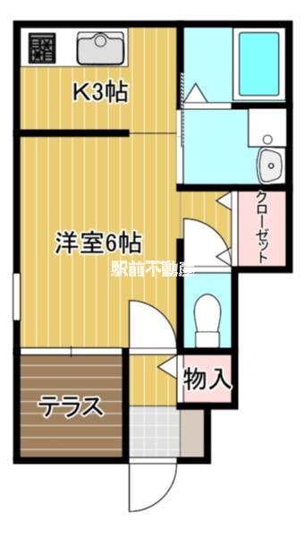 SUNS堤B棟(1K/1階)の間取り写真