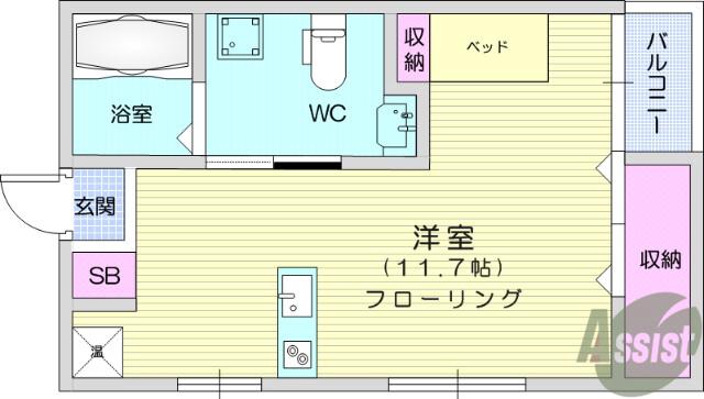 パリサーズ羽黒台(ワンルーム/2階)の間取り写真
