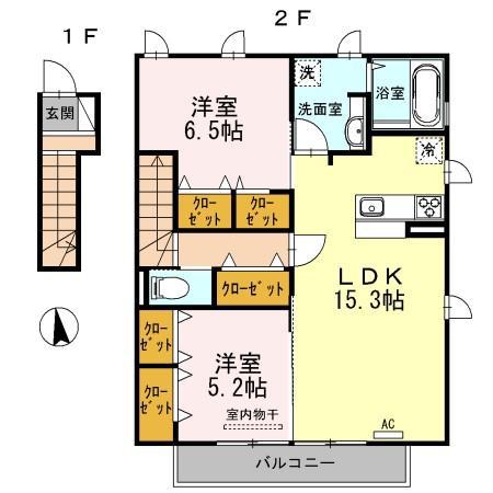 パルティーダS(2LDK/2階)の間取り写真