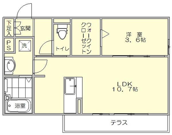 D-ROOM博多駅南(1LDK/1階)の間取り写真
