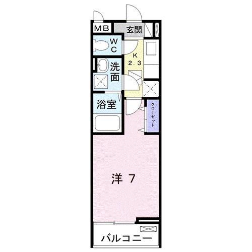 ボヌールA(1K/1階)の間取り写真