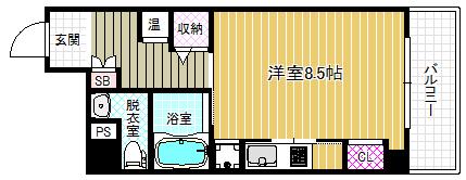 シティサイドステージ福島(ワンルーム/4階)の間取り写真
