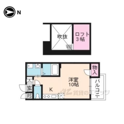 アクアプレイス京都西陣(1K/7階)の間取り写真