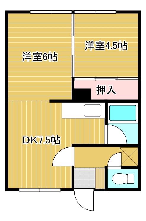 マンションわらべ(2DK/2階)の間取り写真