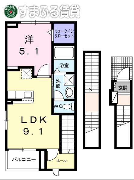 ガーデン フェイバー(1LDK/3階)の間取り写真