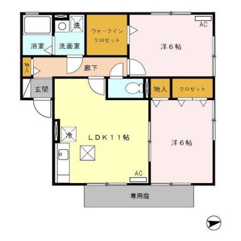 セジュール翠昶(2LDK/1階)の間取り写真