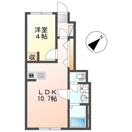 ベルメゾン矢取II(1LDK/1階)の間取り写真