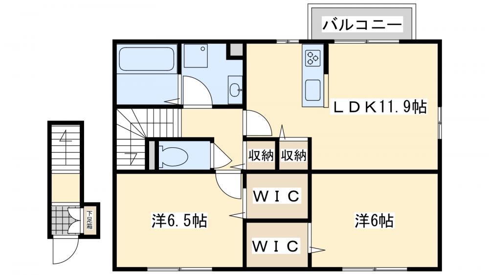 プレミールASAGIRI(2LDK/2階)の間取り写真