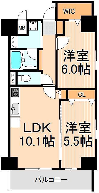 BELLE EPOQUE(2LDK/5階)の間取り写真