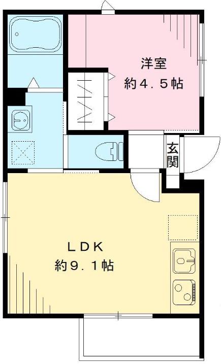 ルーム南麻布(1LDK/3階)の間取り写真