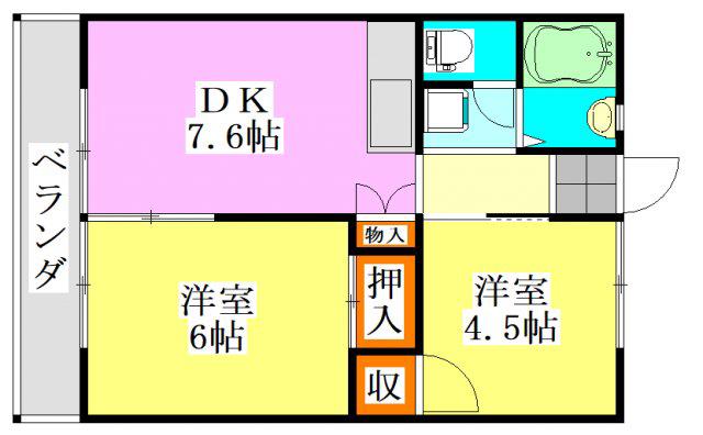 GRキャスバルクォーレ二日市(1LDK/1階)の間取り写真